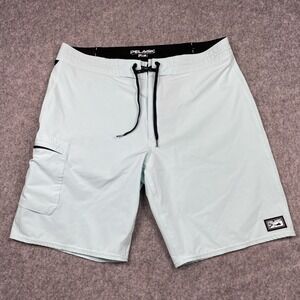Pelagic Board Shorts Mens 36 Lt Green High Performance Fishing Cargo Pocket Swim